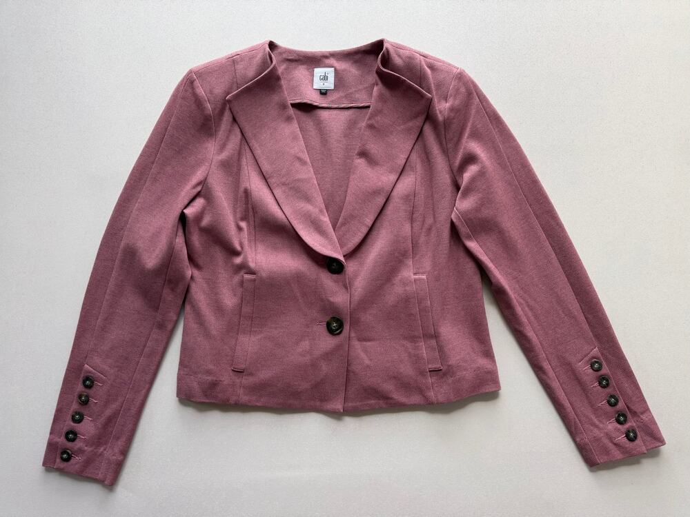CAbi Women's Pink Quartz Button Down Long Sleeve Applaud Jacket Size 8